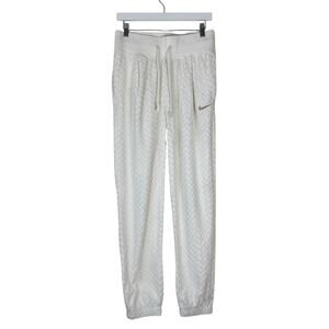 Nike Women White Ribbed Design Track Pant Size Medium